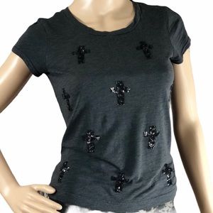 Express Sequins Cross Grey T-shirt